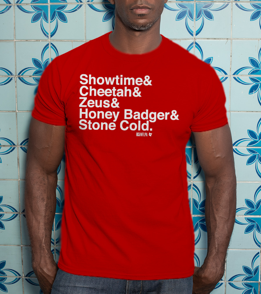 Showtime Cheetah Zeus Honey Badger Stone Cold NFLPA T-Shirt