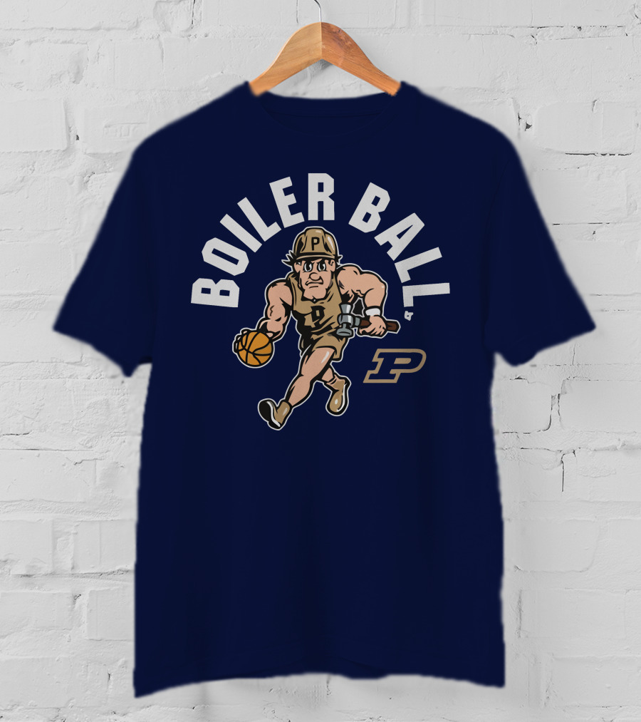 Purdue Boiler Ball Mascot Dribbling Basketball T-Shirt
