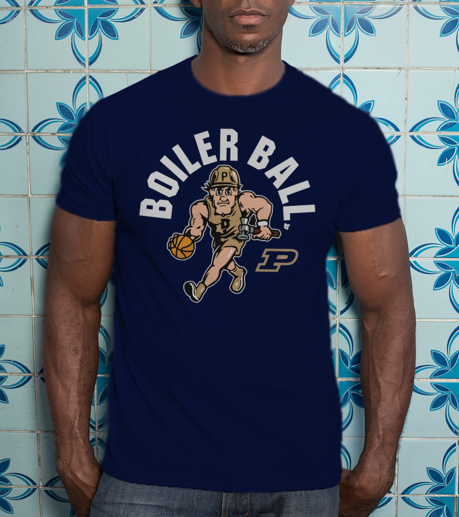 Purdue Boiler Ball Mascot Dribbling Basketball T-Shirt