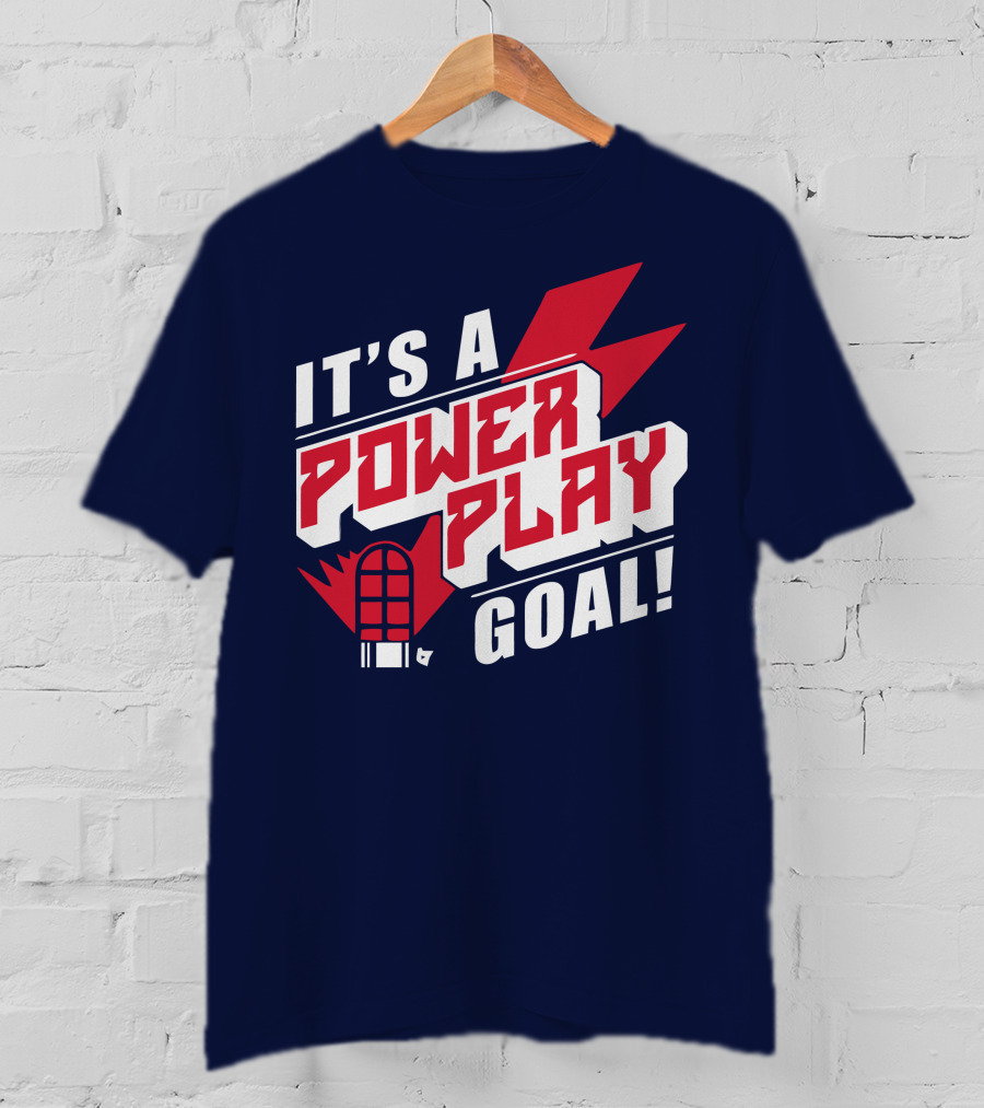 IT'S A POWER PLAY GOAL Retro Hockey Net Lightning Bolt T-Shirt