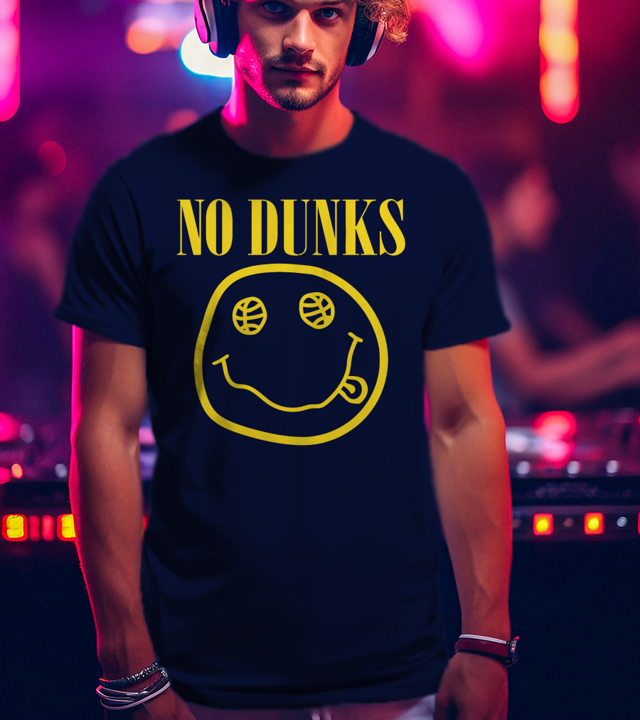 No Dunks Smiley Face Basketball Eyes T-Shirt