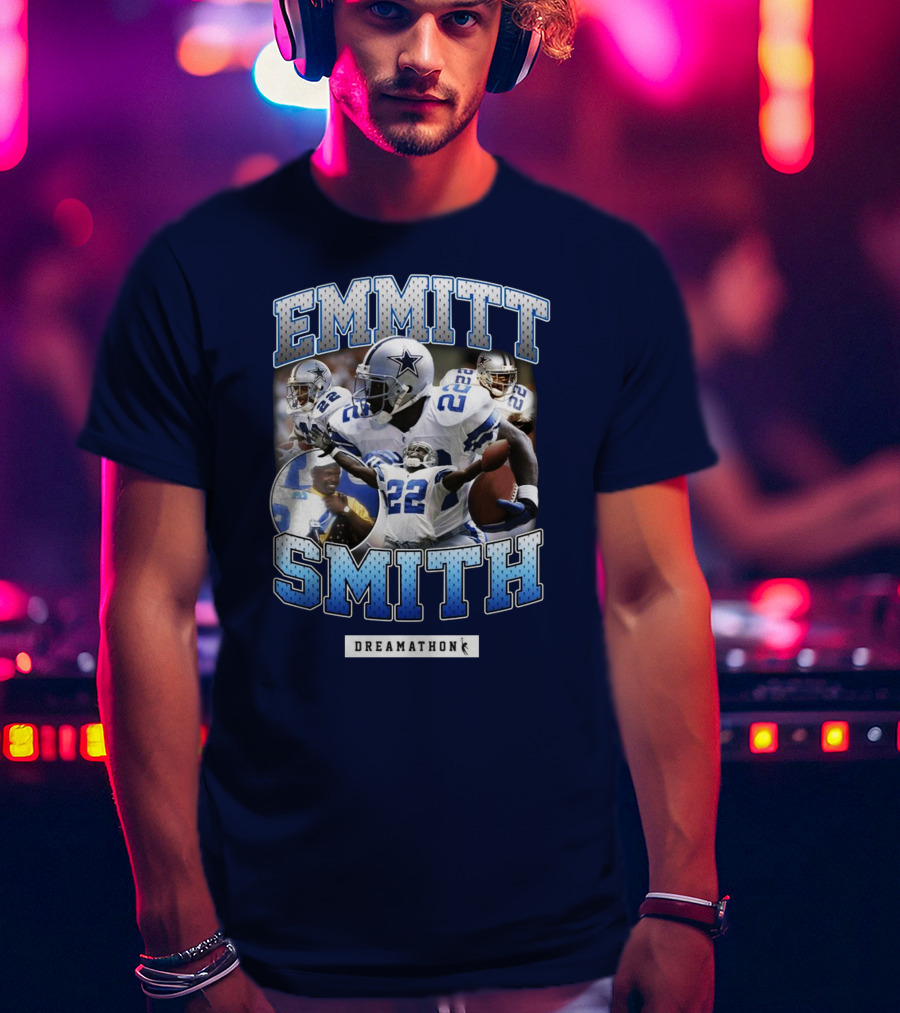 Emmitt Smith Dreamathon Dallas Cowboys Collage T-Shirt