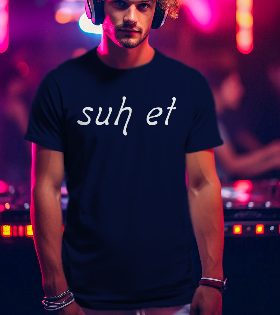 Suh Et Minimalist Text Design Navy Blue T-Shirt