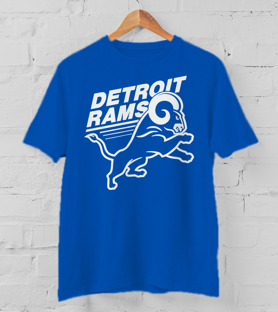 Detroit Rams Football Team Logo Crossover Fan Merchandise T-Shirt