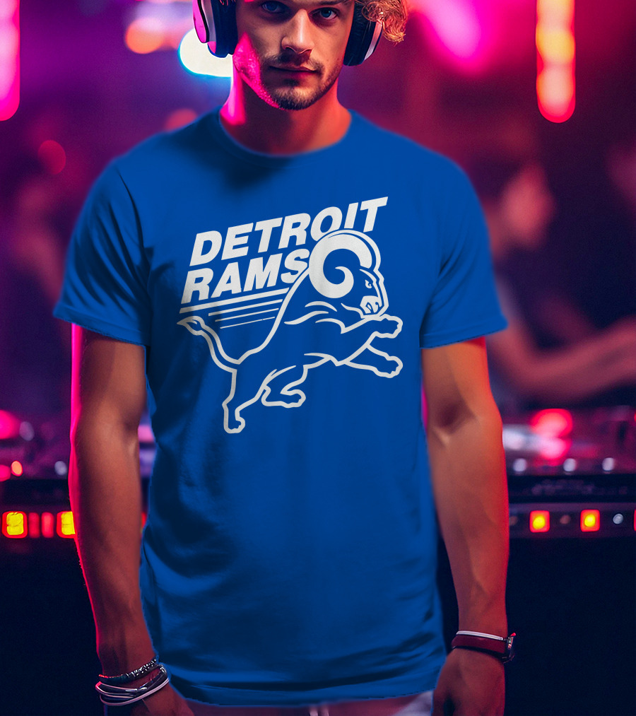 Detroit Rams Football Team Logo Crossover Fan Merchandise T-Shirt