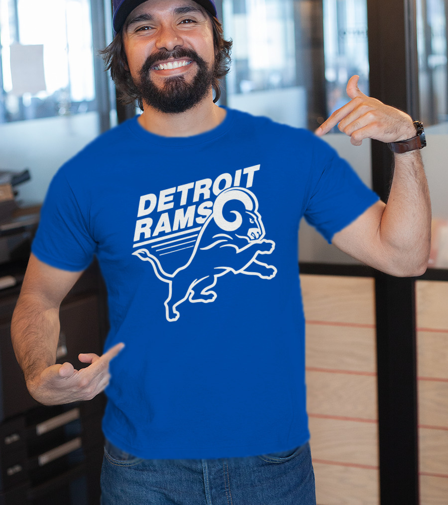 Detroit Rams Football Team Logo Crossover Fan Merchandise T-Shirt