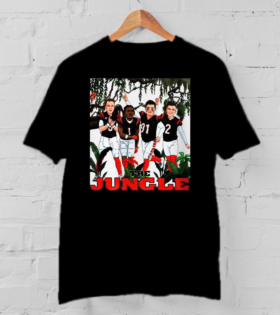 The Jungle Football Players In Team Jerseys Celebrating In Forest T-Shirt
