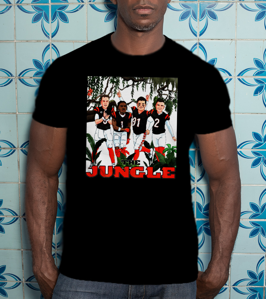 The Jungle Football Players In Team Jerseys Celebrating In Forest T-Shirt