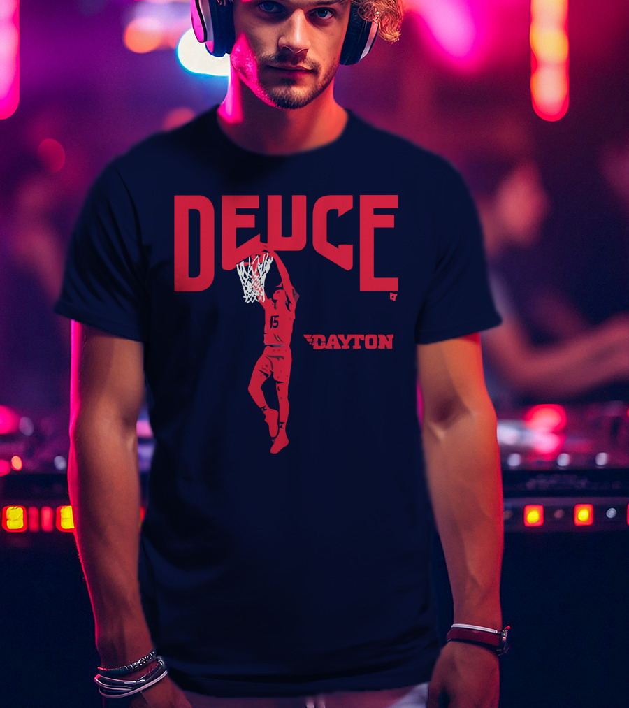 Dayton Basketball Deuce Daron Holmes II Dunking T-Shirt