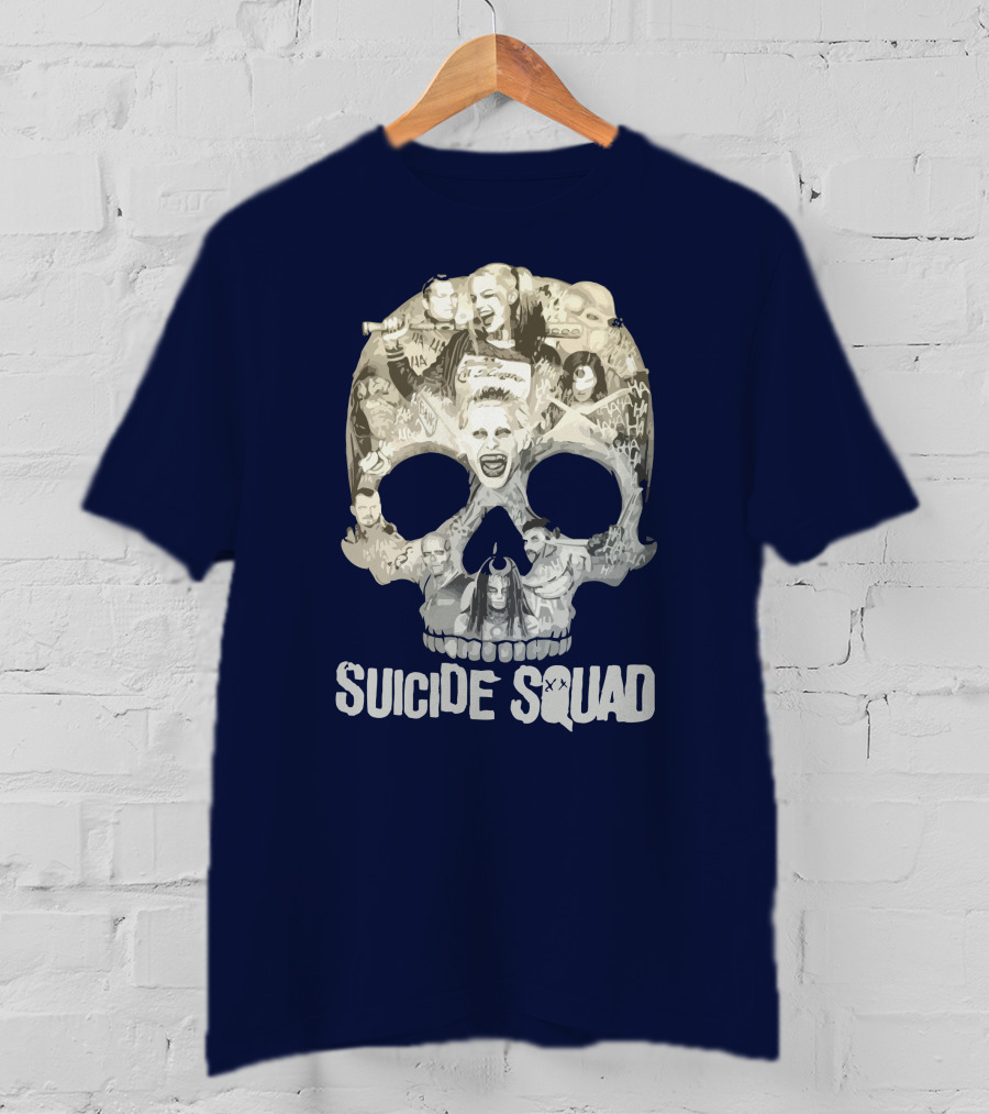 Suicide Squad Skull Collage With Iconic Characters T-Shirt