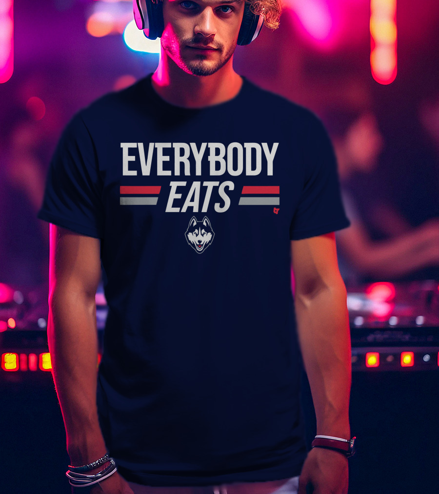UConn Everybody Eats Husky Logo Navy Blue T-Shirt