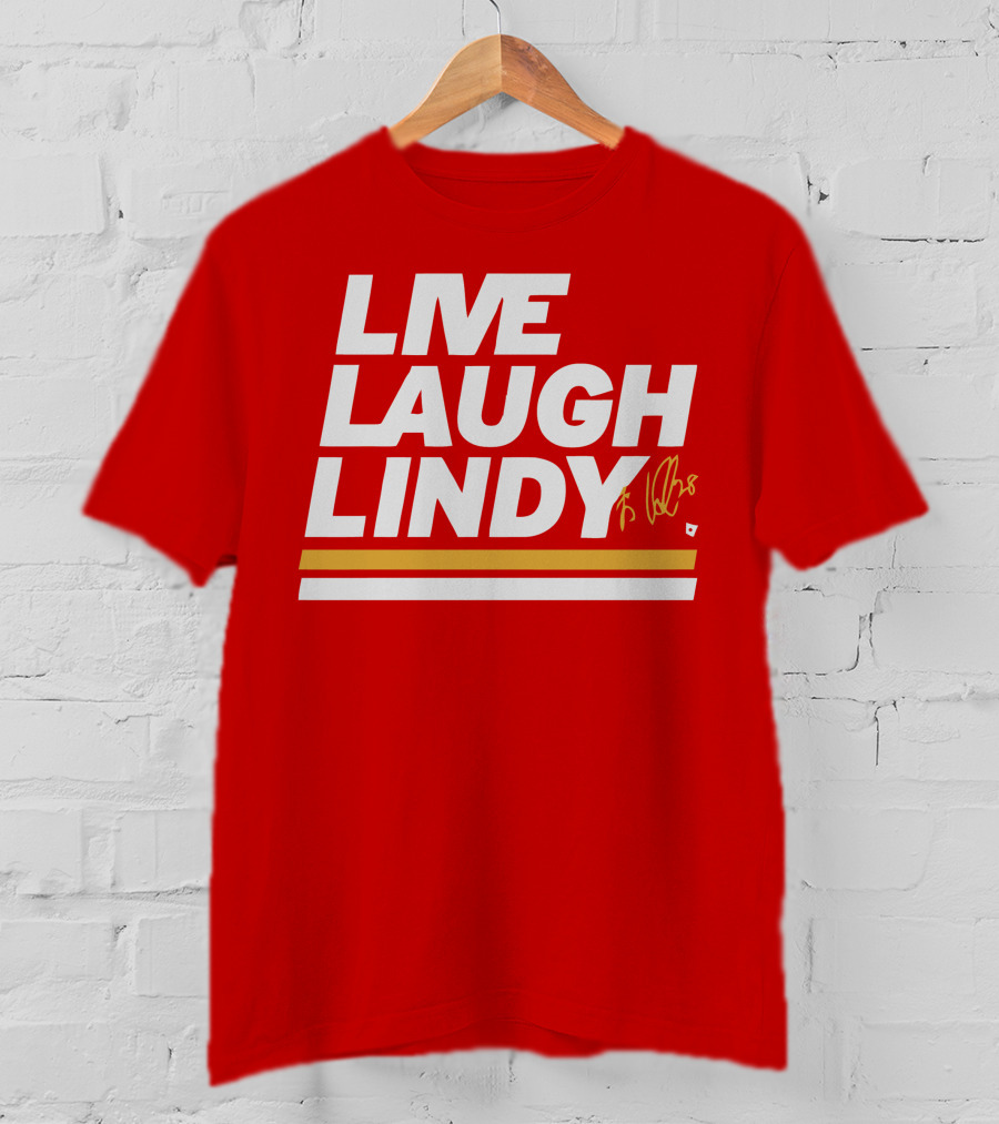 Elias Lindholm Live Laugh Lindy Bold Red Text With Signature T-Shirt