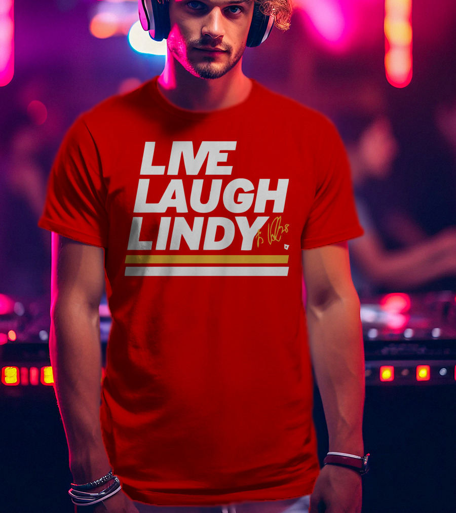 Elias Lindholm Live Laugh Lindy Bold Red Text With Signature T-Shirt