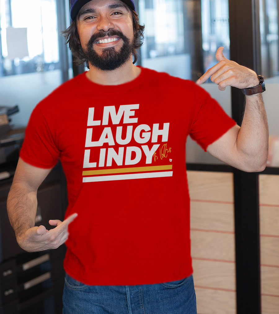 Elias Lindholm Live Laugh Lindy Bold Red Text With Signature T-Shirt
