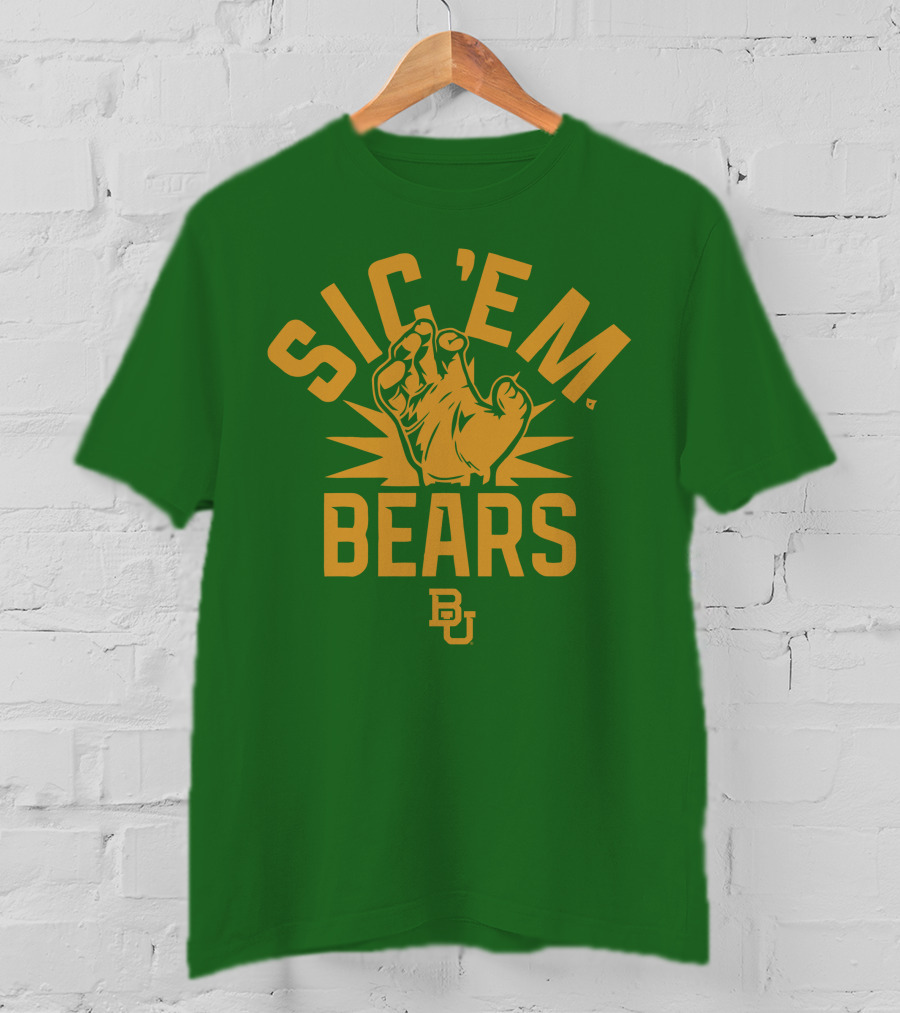 Sic 'Em Bears BU Baylor Paw Green Gold T-Shirt
