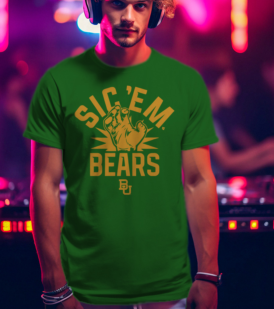 Sic 'Em Bears BU Baylor Paw Green Gold T-Shirt