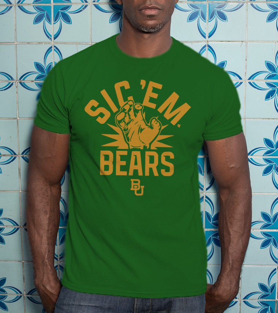 Sic 'Em Bears BU Baylor Paw Green Gold T-Shirt