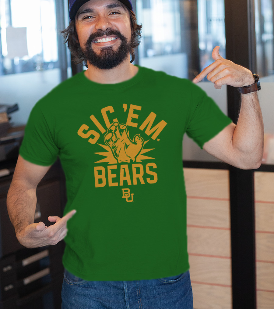 Sic 'Em Bears BU Baylor Paw Green Gold T-Shirt