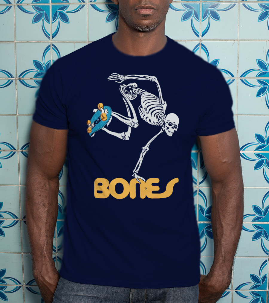 Bones Brigade Skeleton On Skateboard T-Shirt