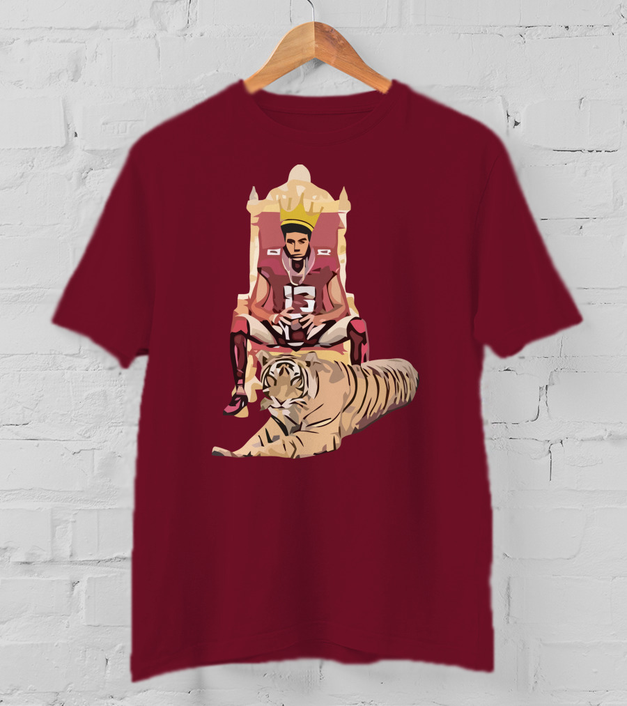 Jordan Travis College King Football Throne With Crown And Tiger T-Shirt
