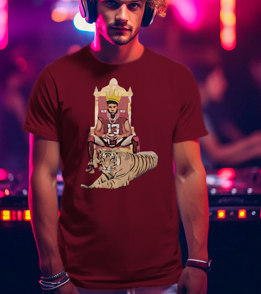 Jordan Travis College King Football Throne With Crown And Tiger T-Shirt