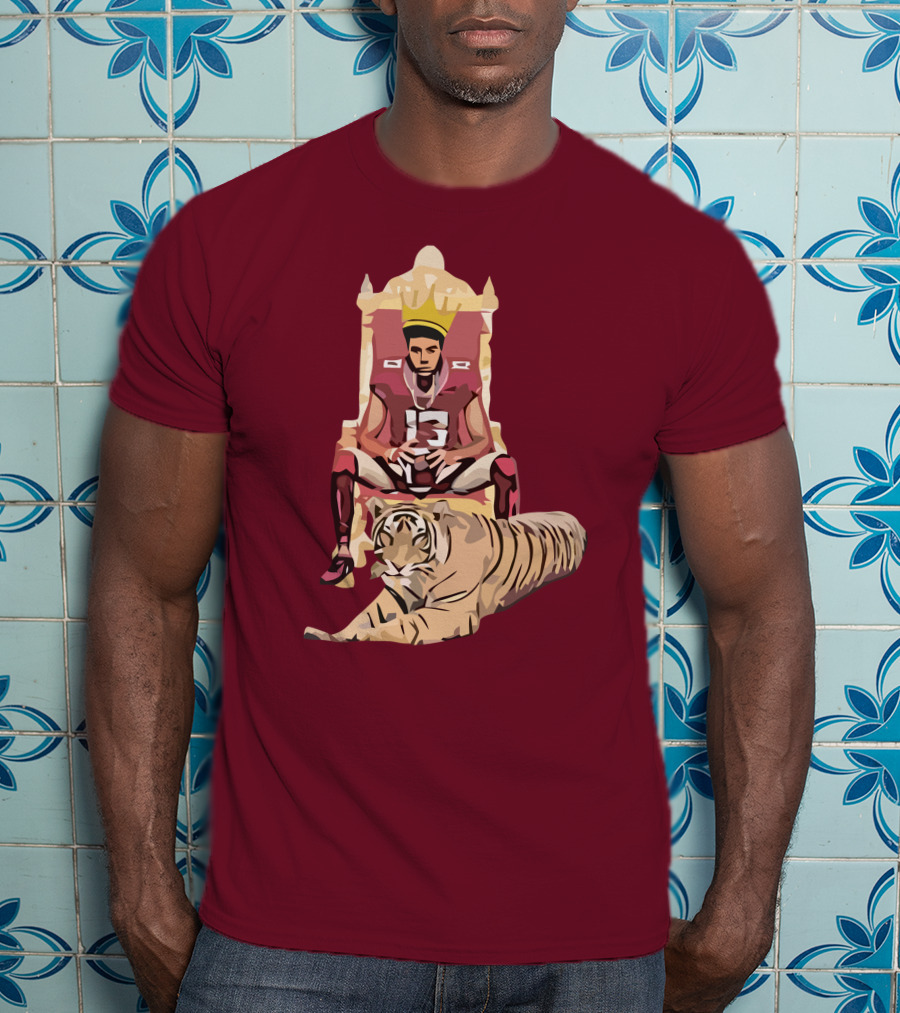 Jordan Travis College King Football Throne With Crown And Tiger T-Shirt
