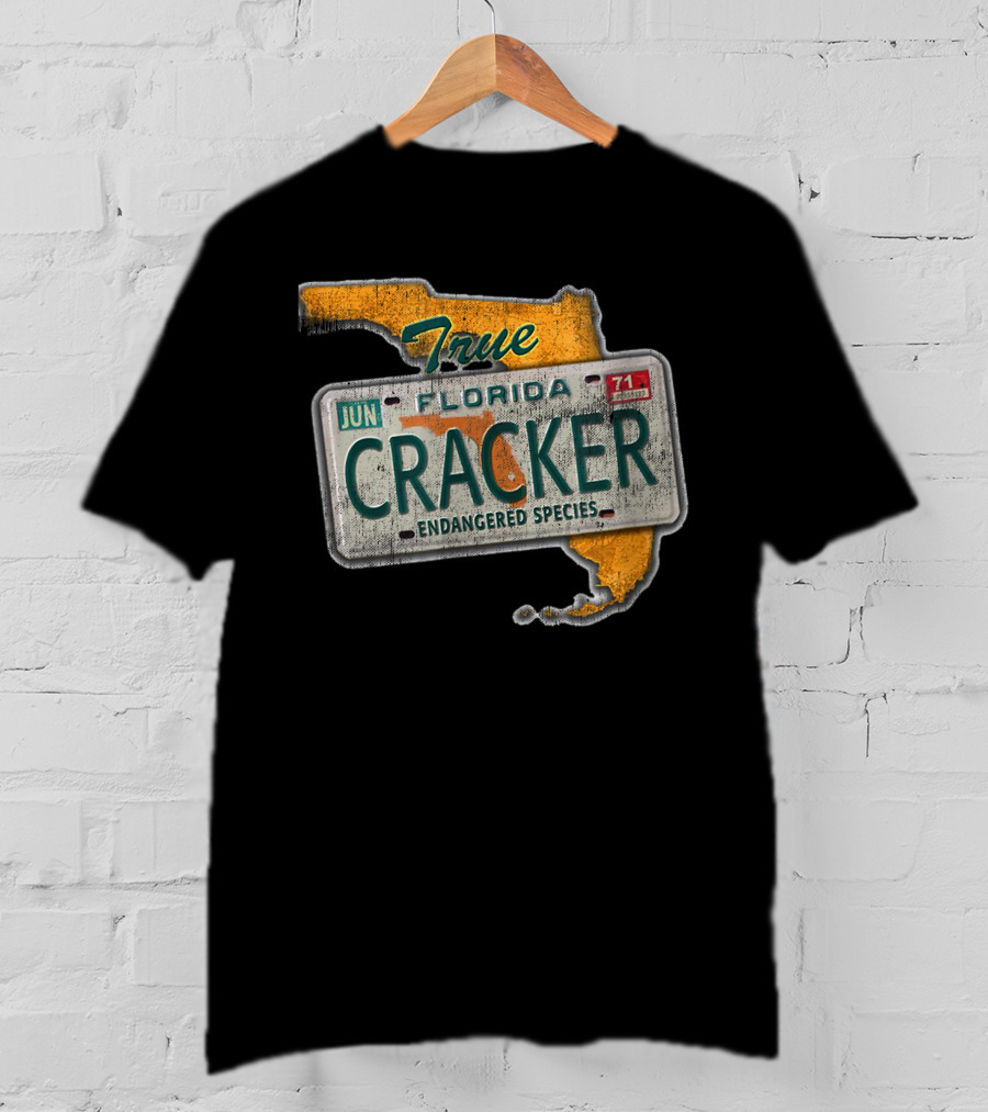 True Florida Cracker Endangered Species License Plate Map T-Shirt
