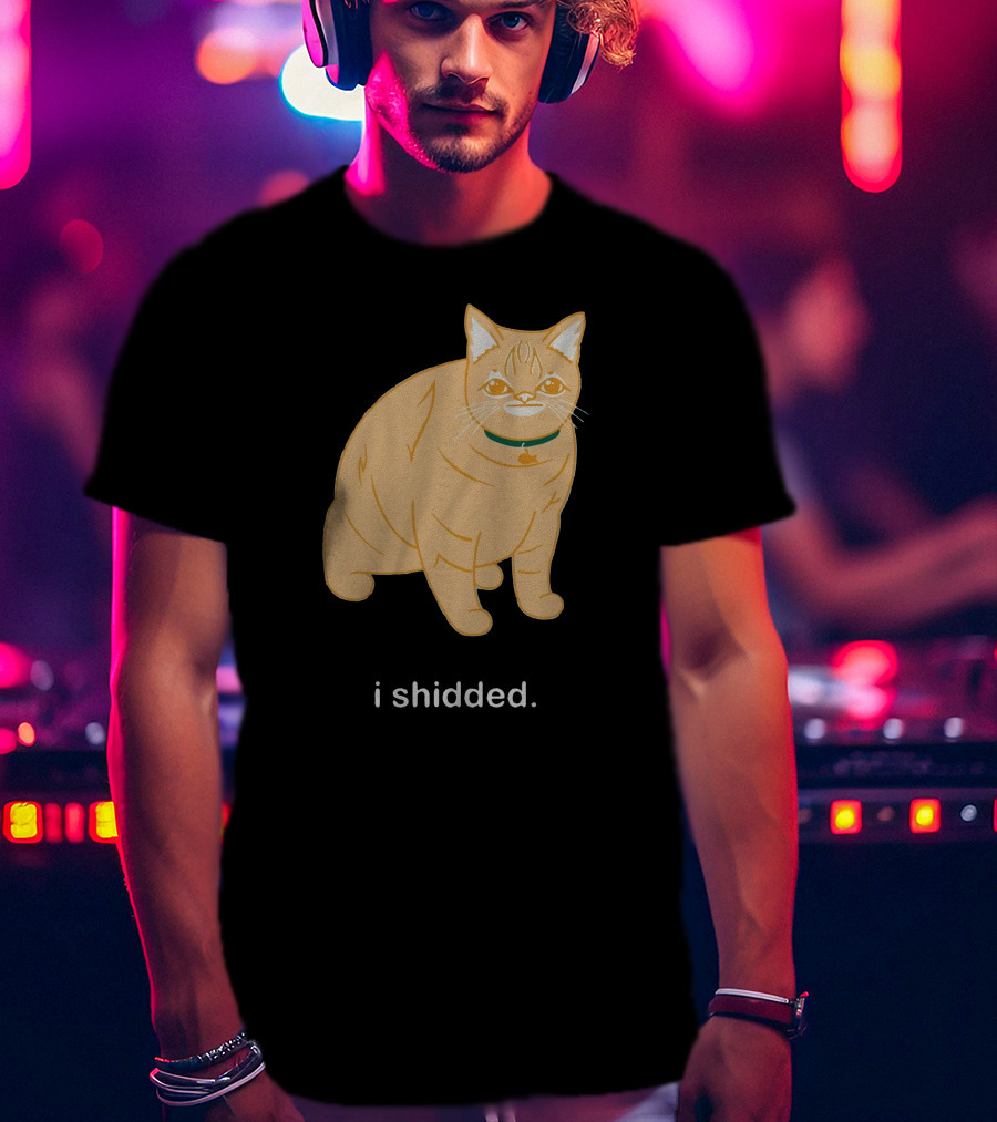 I Shidded Cat Orange Feline With Green Collar T-Shirt