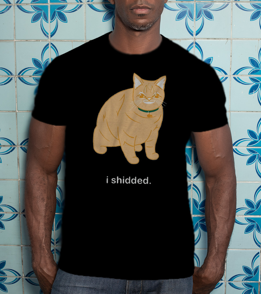 I Shidded Cat Orange Feline With Green Collar T-Shirt