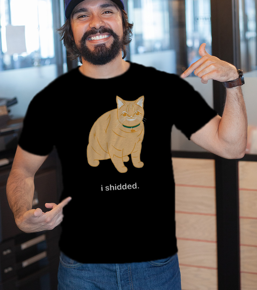 I Shidded Cat Orange Feline With Green Collar T-Shirt