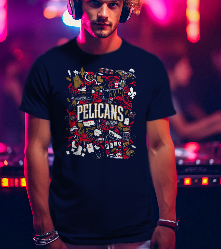 Pelicans NOLA Opening Night Smoothie King Fleur-de-Lis New Orleans Jazz Basketball T-Shirt