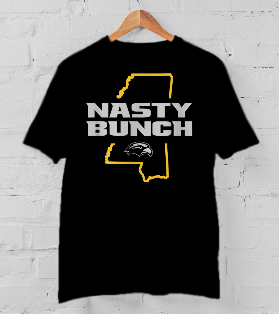 Southern Miss Golden Eagles Nasty Bunch Mississippi Outline T-Shirt