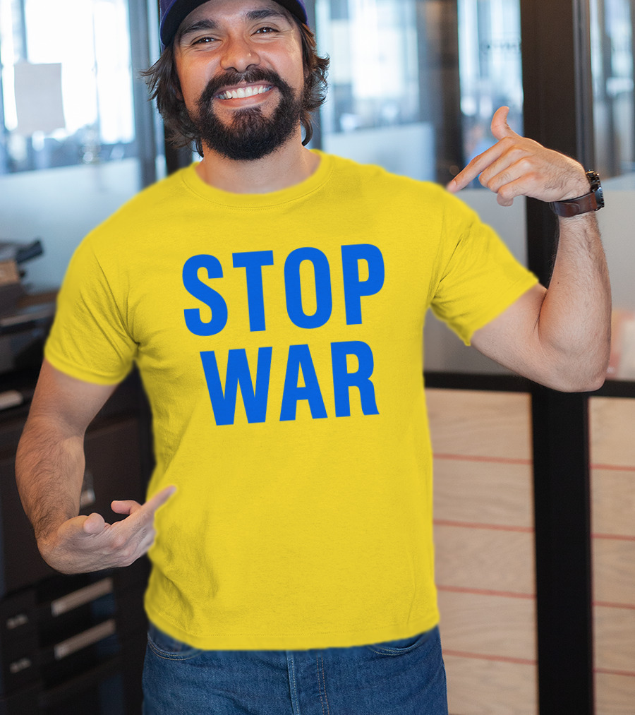 Illia Kovtun Stop War Shirt Bold Blue Typography T-Shirt