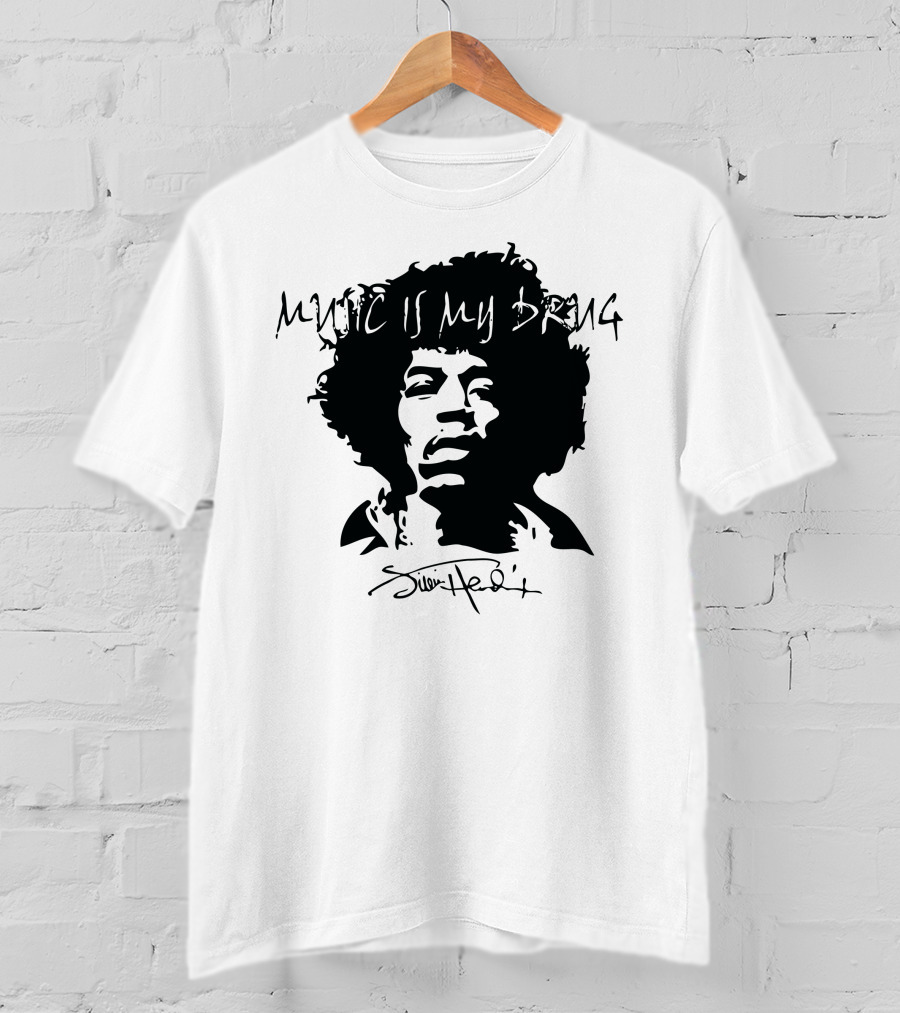 Jimi Hendrix Music Is My Drug Face T-Shirt