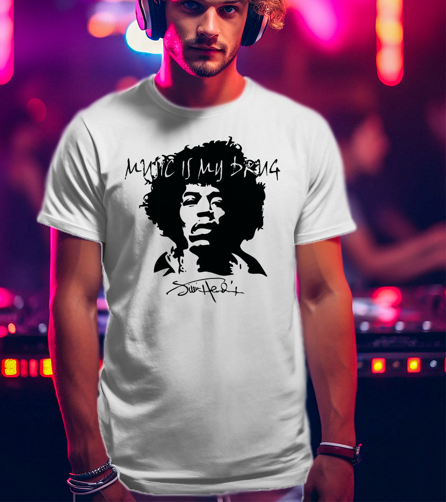 Jimi Hendrix Music Is My Drug Face T-Shirt