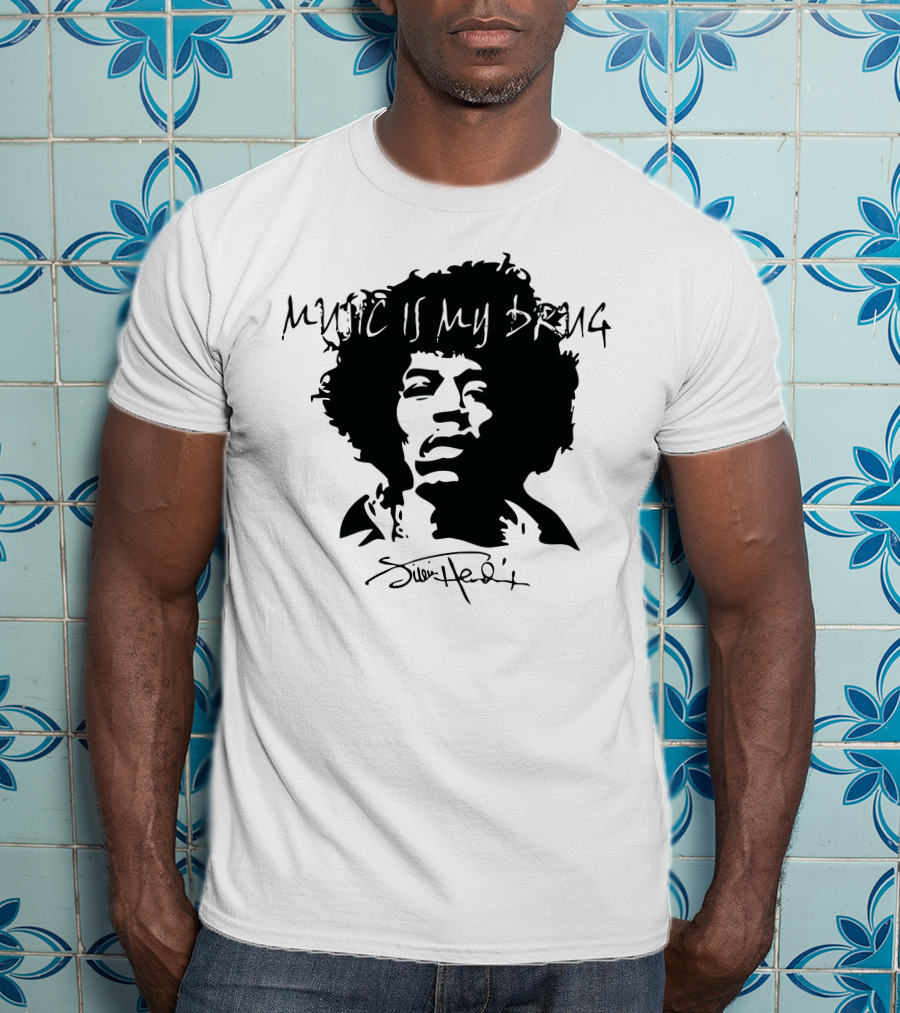 Jimi Hendrix Music Is My Drug Face T-Shirt
