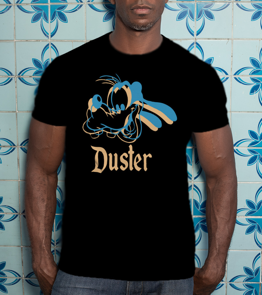 Pluto Duster Retro Cartoon Blue Line T-Shirt