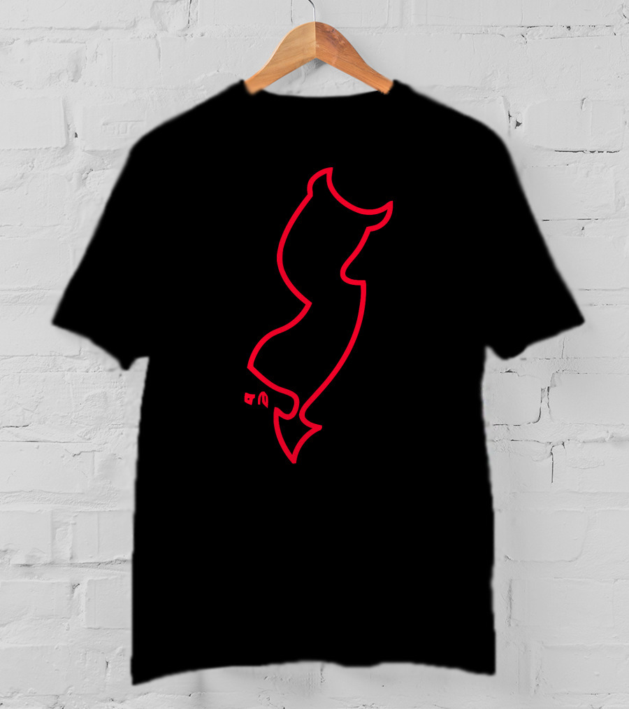 New Jersey Red Neon Outline Devil Tail T-Shirt