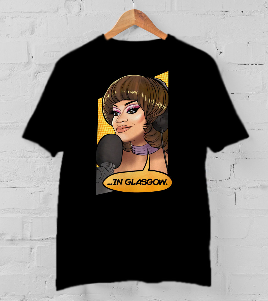 Mybest Judy .in Glasgow Pop Art Style Radio Host Microphone Comic T-Shirt