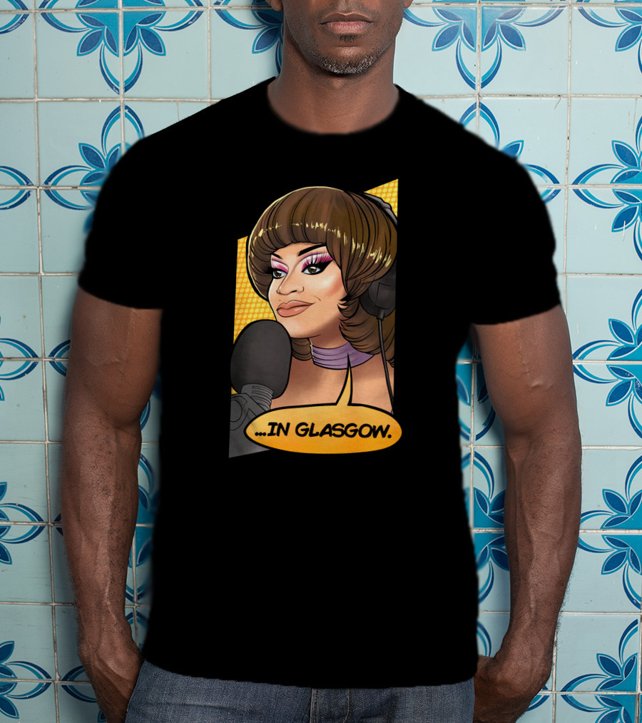 Mybest Judy .in Glasgow Pop Art Style Radio Host Microphone Comic T-Shirt