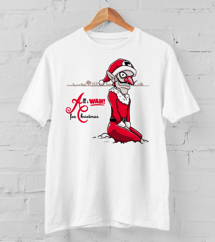 All I Wah For Christmas Silly Red Santa Suit Sitting T-Shirt