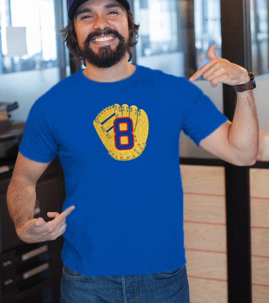 Gold Glove 8 Blue Background T-Shirt
