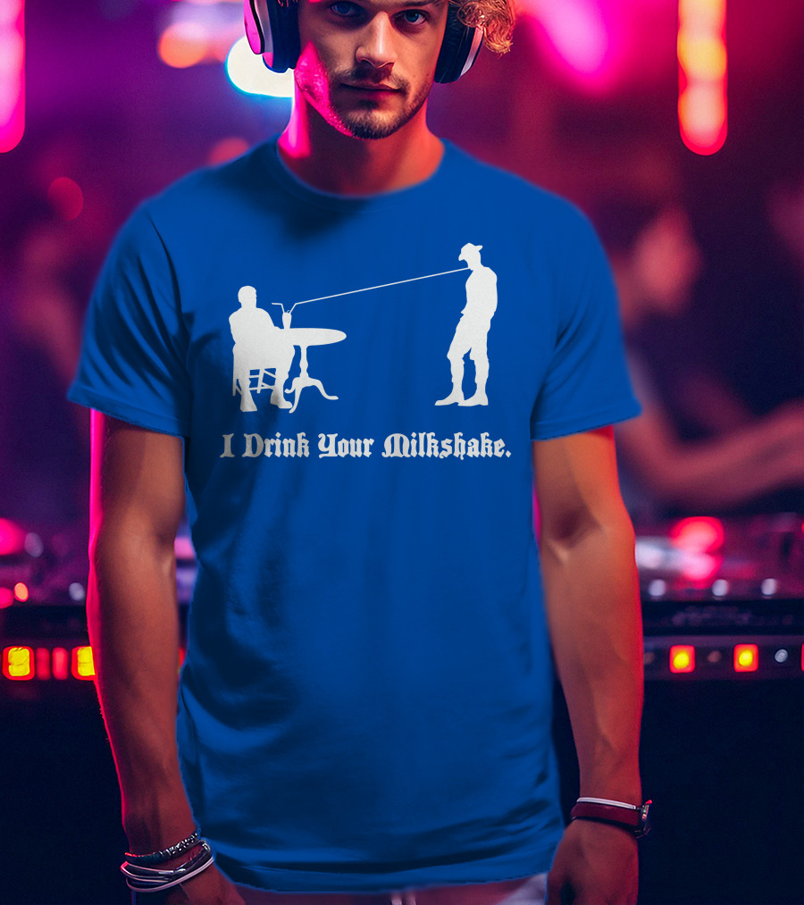 I Drink Your Milkshake Vintage Silhouette Blue T-Shirt