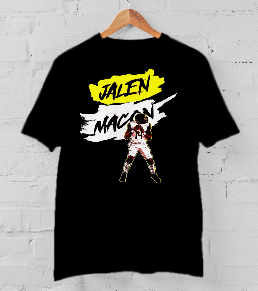 Jalen Macon Football Player Black White Yellow T-Shirt