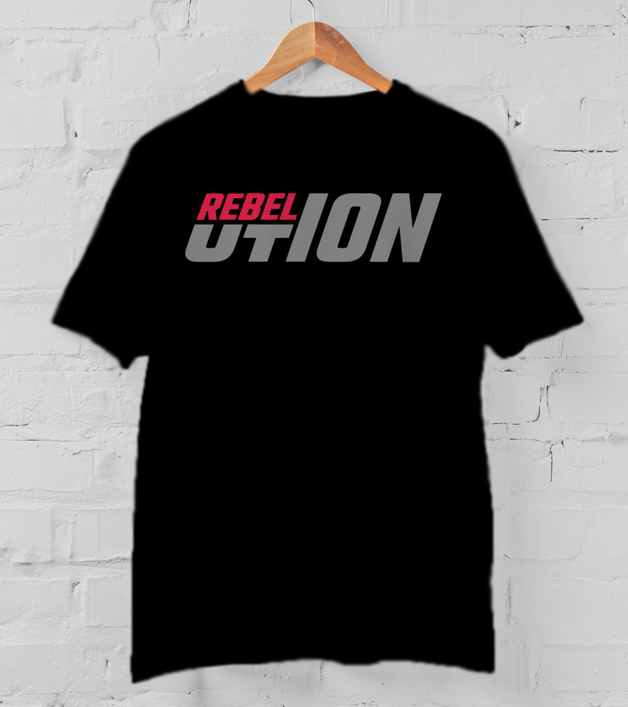 REBEL UTION Bold Red And Gray Text T-Shirt