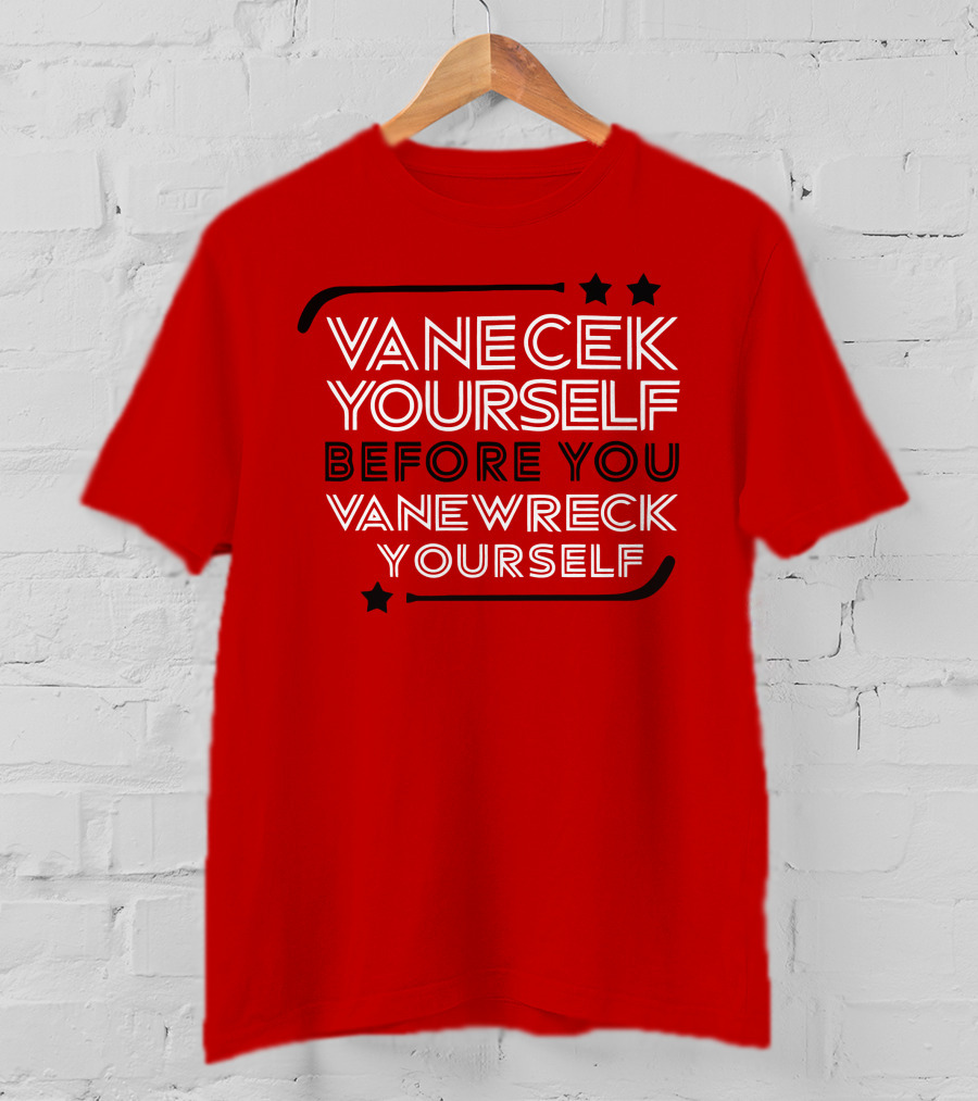 Vanecek Yourself Before You Vanewreck Yourself Stars Red T-Shirt