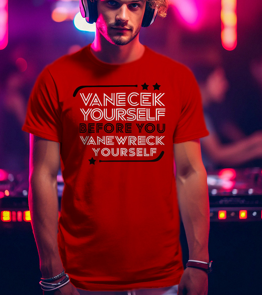 Vanecek Yourself Before You Vanewreck Yourself Stars Red T-Shirt