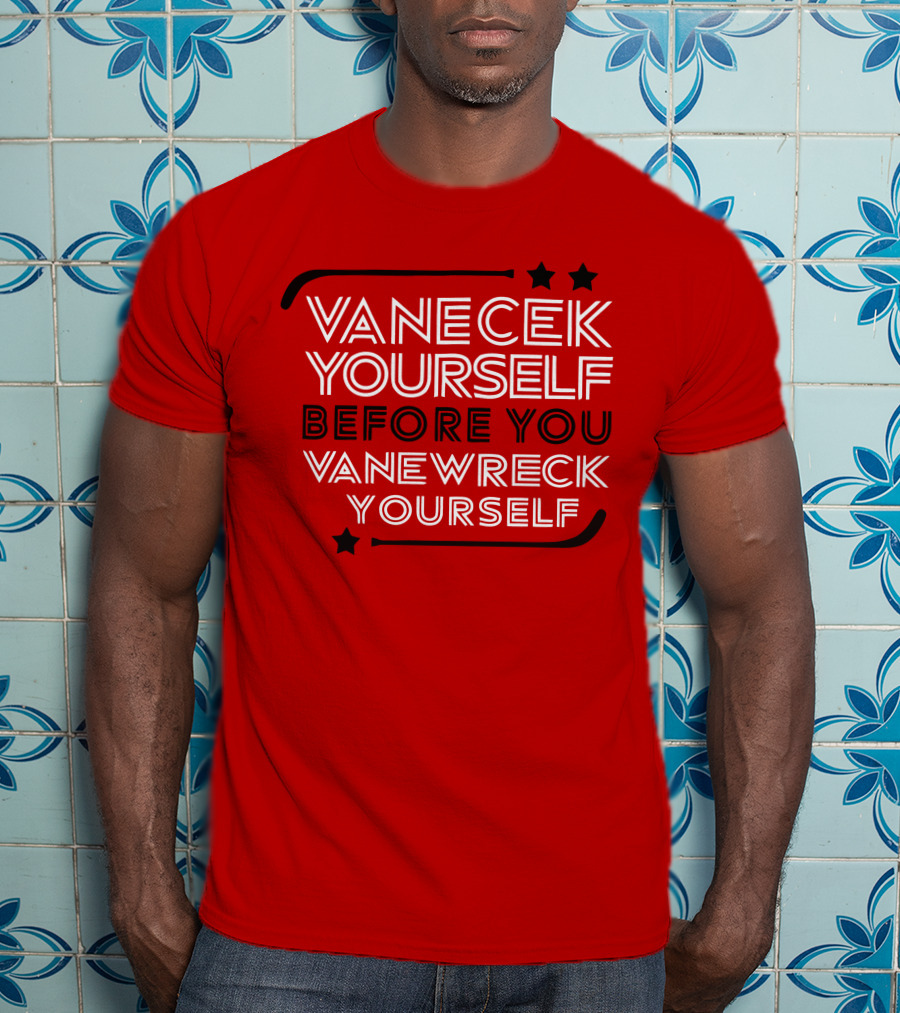 Vanecek Yourself Before You Vanewreck Yourself Stars Red T-Shirt
