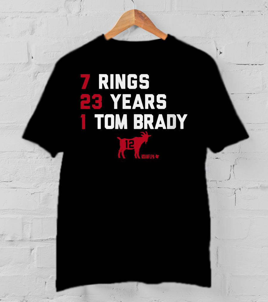 7 Rings 23 Years 1 Tom Brady NFLPA GOAT 12 T-Shirt
