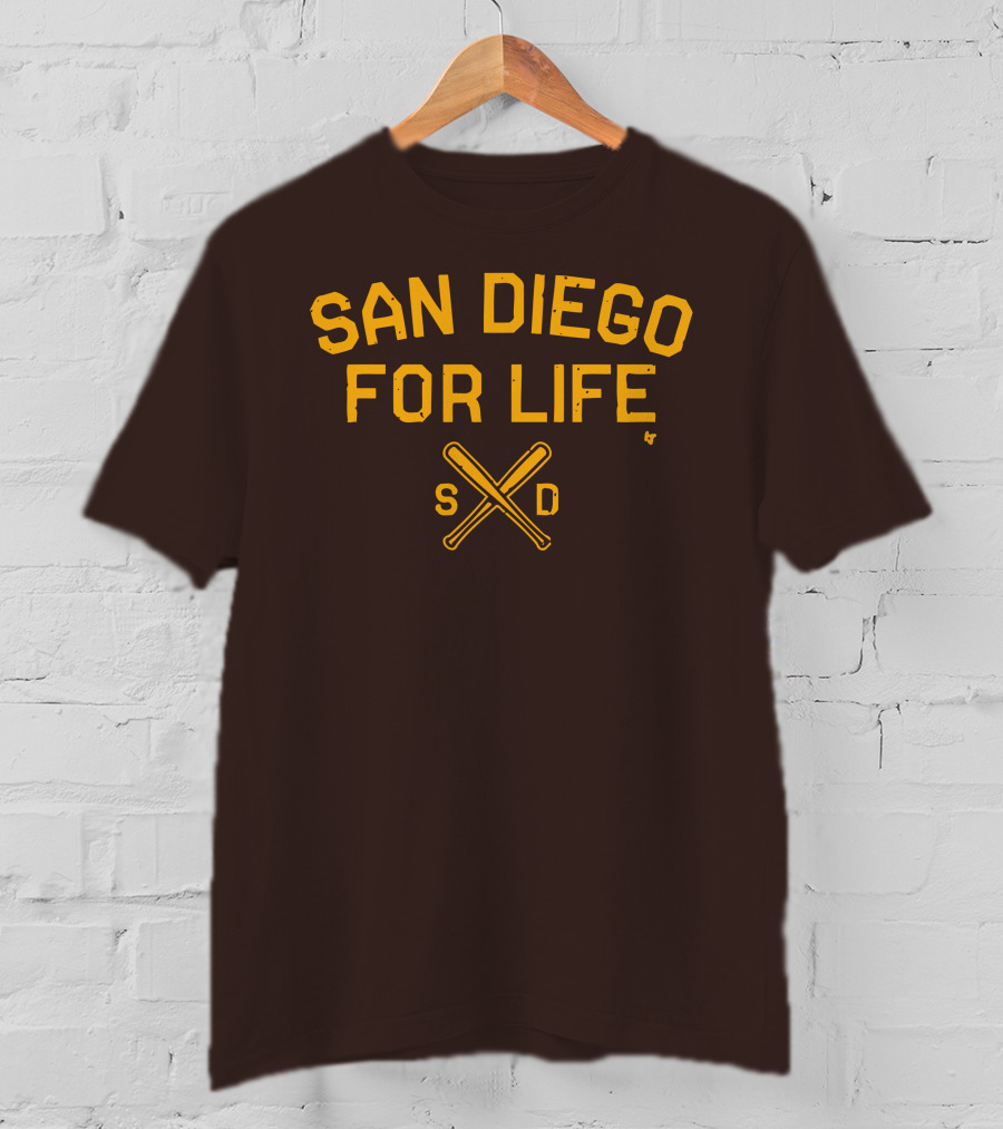 San Diego For Life SD Crossed Baseball Bats T-Shirt